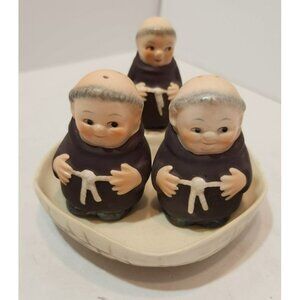 Vintage Goebel Friar Tuck Salt  And Pepper Shakers and 1956 Trinket Dish